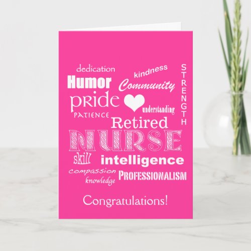Congratulations Nurse Retirement_Vibrant Pink Card