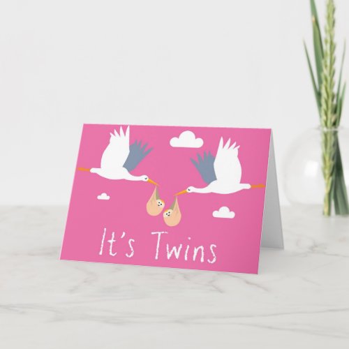 Congratulations of the Birth Card Girl Twins