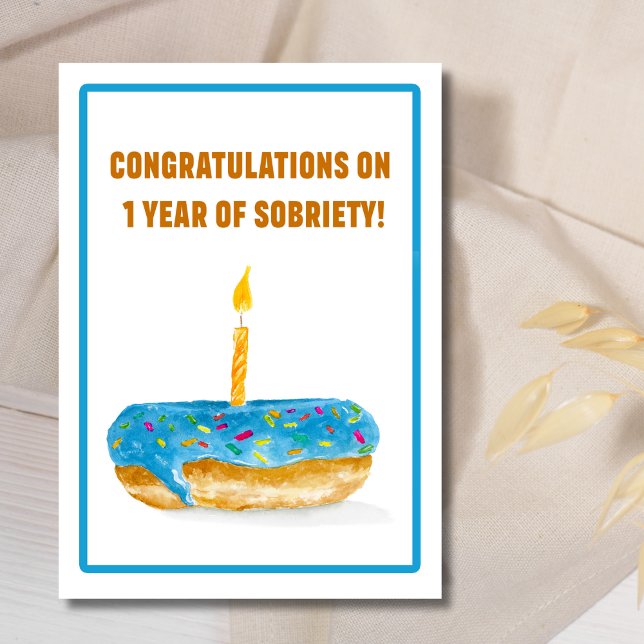 Congratulations on 1st. Sobriety Donut Candle   Card (Creator Uploaded)