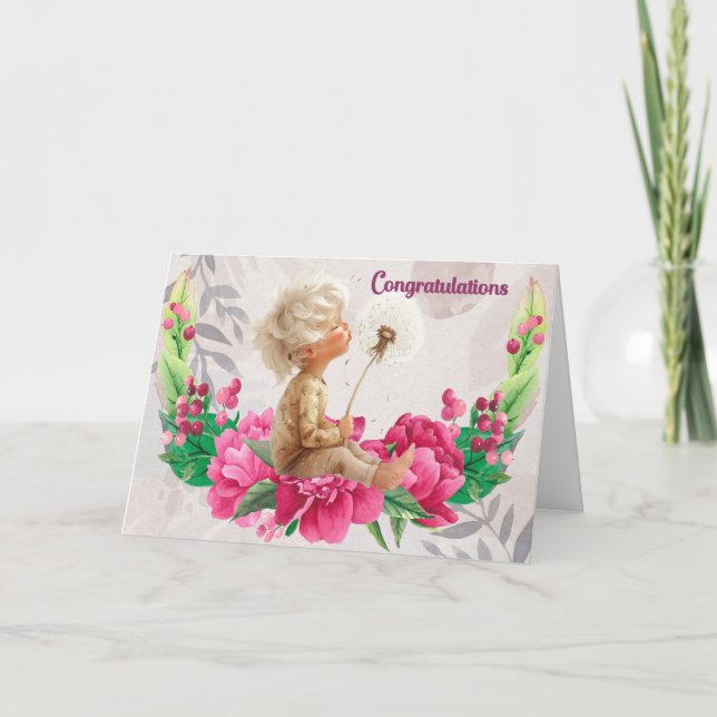 Congratulations on Adoption of Baby Boy Card (Front)