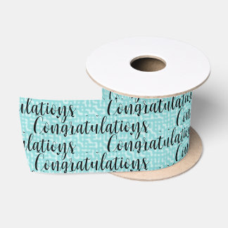 Congratulations on Aquamarine Satin Ribbon