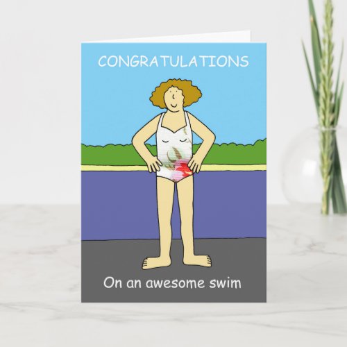 Congratulations on Awesome Swim for Her Card