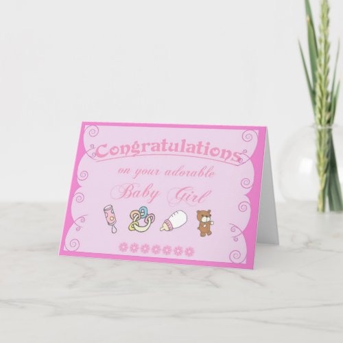 Congratulations on Baby GirlPink Card