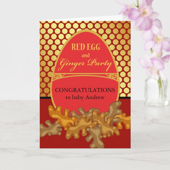 Congratulations on Baby's Red Egg and Ginger Party Card Zazzle