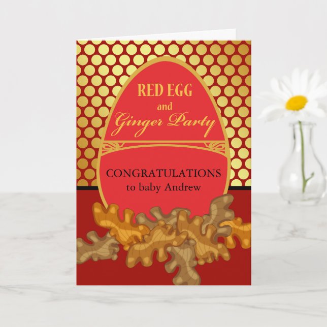Congratulations on Baby's Red Egg and Ginger Party Card Zazzle