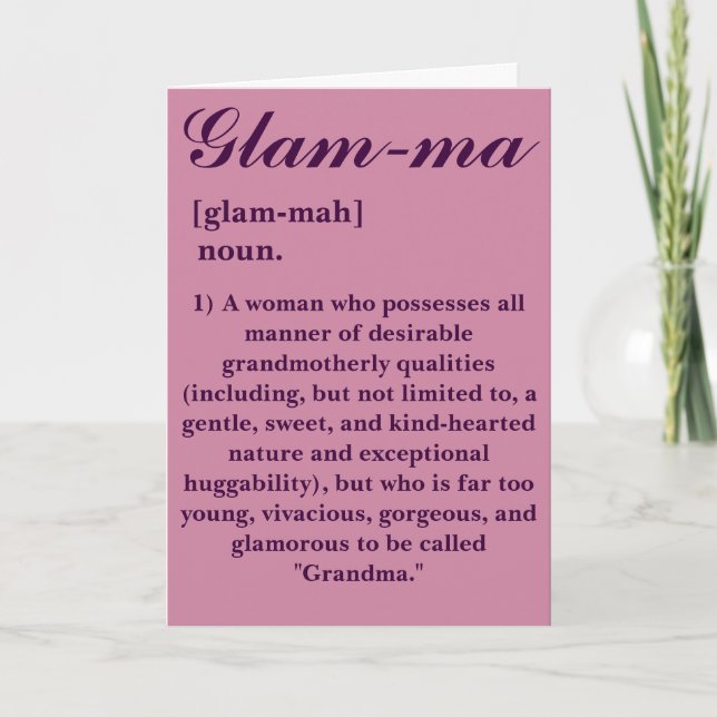 Congratulations on Becoming a "Glam-ma" Grandma Card (Front)