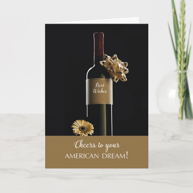 Congratulations on Becoming US Citizen Wine Bottle Card (Front)
