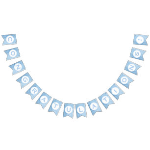 Congratulations! on Blue Watercolor Wash Bunting Flags