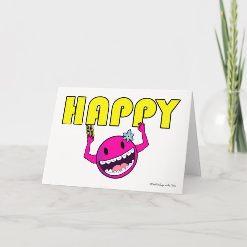 Congratulations on Braces for Girl Stuck on Happy Card