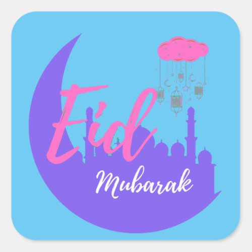 Congratulations on Eid Mubarak Balloon Square Sticker