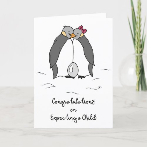 Congratulations on Expecting Child Cute Penguins   Card