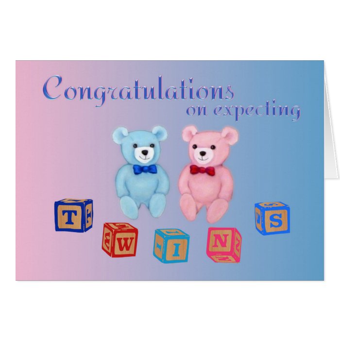 Congratulations on Expecting Fraternal Twins Greeting Cards