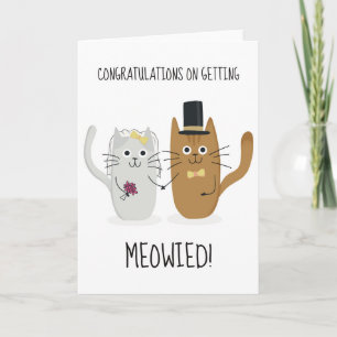 Congratulations On Getting Meowied Funny Greeting Letterpress Thank You Card