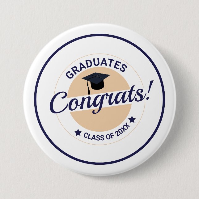 Congratulations on graduation customizable elegant button (Front)