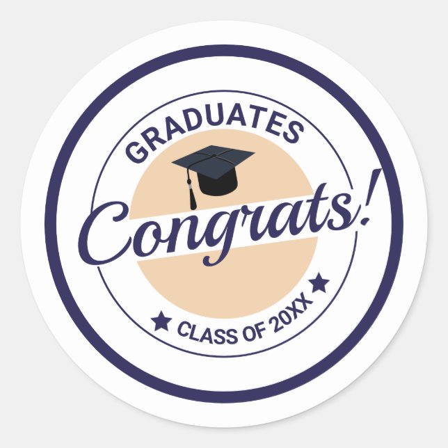 Congratulations on graduation customizable elegant classic round sticker (Front)