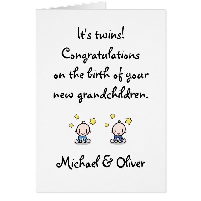 Congratulations On Grandchildren, Twin Boys, (Front)