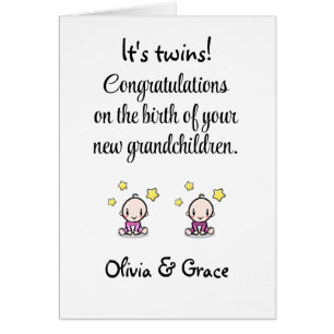 Congratulations On Grandchildren, Twin Girls Cards