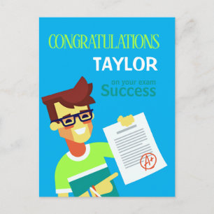 Congratulations on His Exam Success – Customizable Postcard