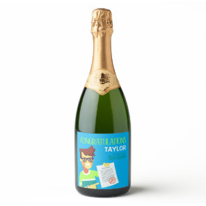 Congratulations on His Exam Success – Customizable Sparkling Wine Label