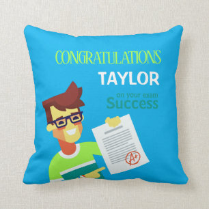 Congratulations on His Exam Success – Customizable Throw Pillow