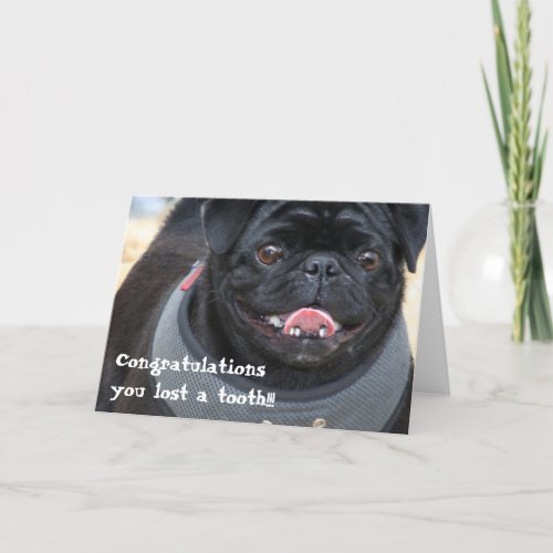 Congratulations on losing a tooth pug card