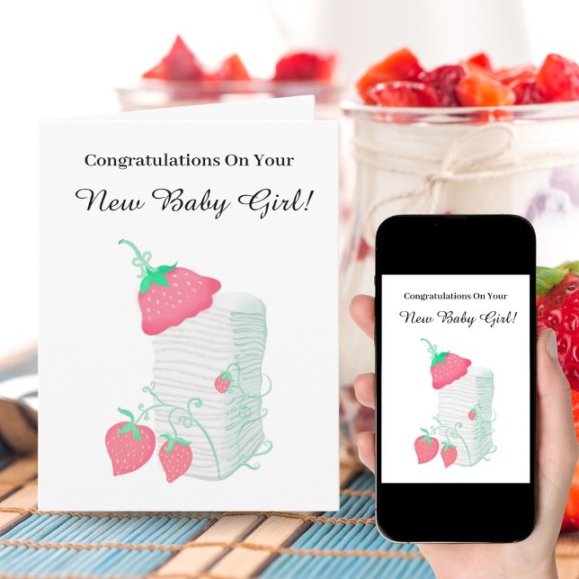 Congratulations On New Baby Girl Strawberries  Card (Creator Uploaded)