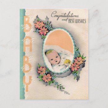 Congratulations On New Baby Postcard by Vintage_Gifts at Zazzle