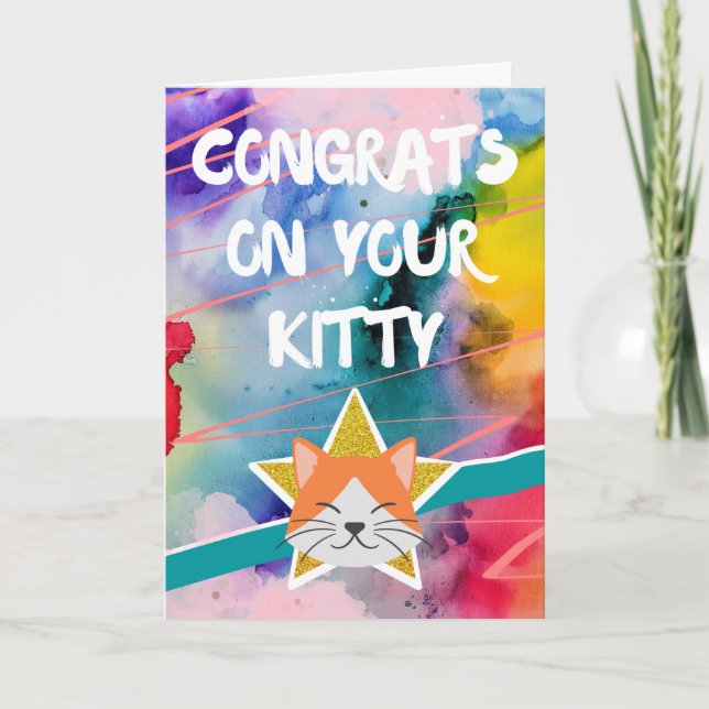 Congratulations on New Cat Pet Colorful  Card (Front)