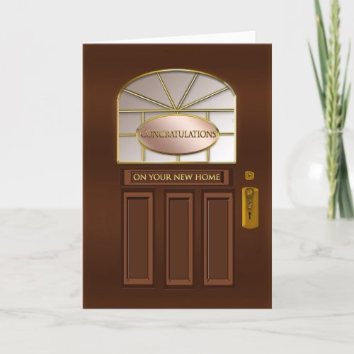 Congratulations on New Home _ Brown Entrance Door Card