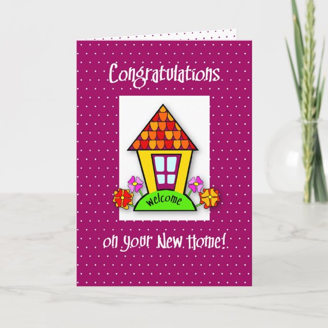 Congratulations on New Home, Purple, House Card (Front)