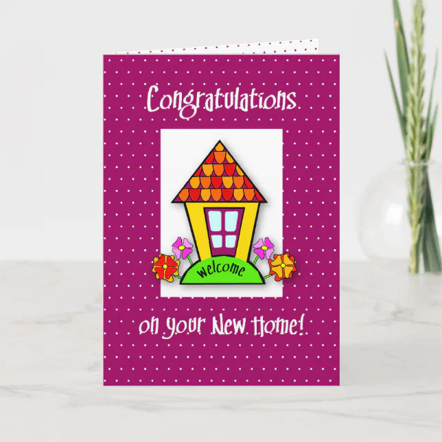 Congratulations on New Home, Purple, House Card | Zazzle