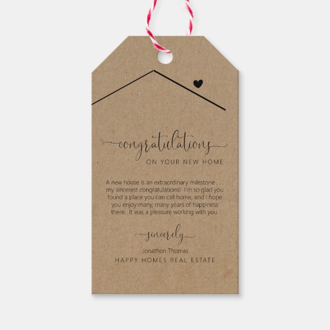 Congratulations on New Home Realtor Gift Tag (Front)