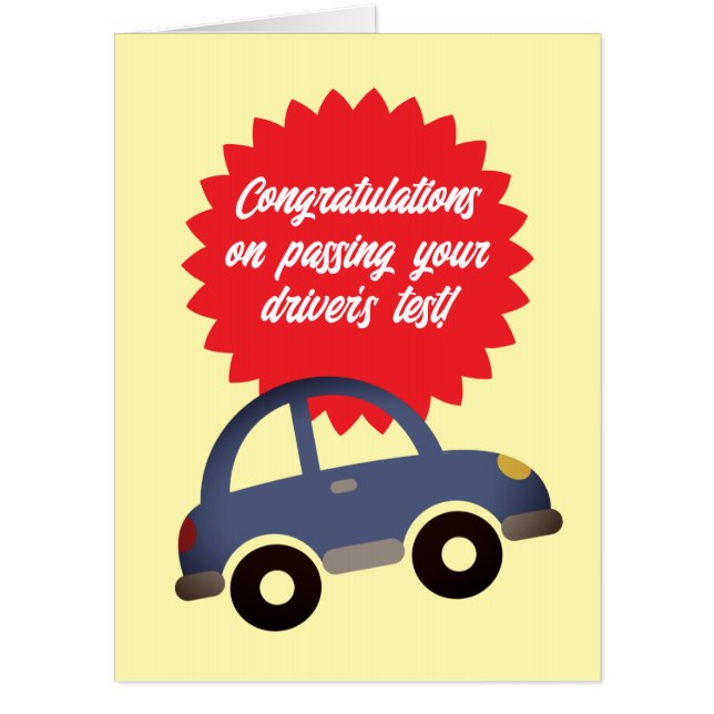 Congratulations on passing driver's test gigantic card (Front)