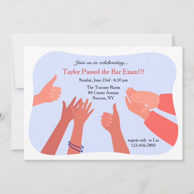 Congratulations on Passing The Bar Exam Invitation (Front)