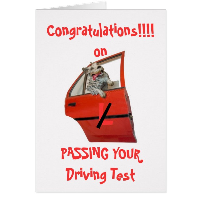 CONGRATULATIONS ON PASSING YOUR DRIVING TEST CARD