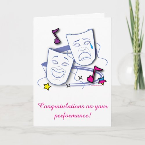 Congratulations on Play Comedy and Tragedy Masks Card