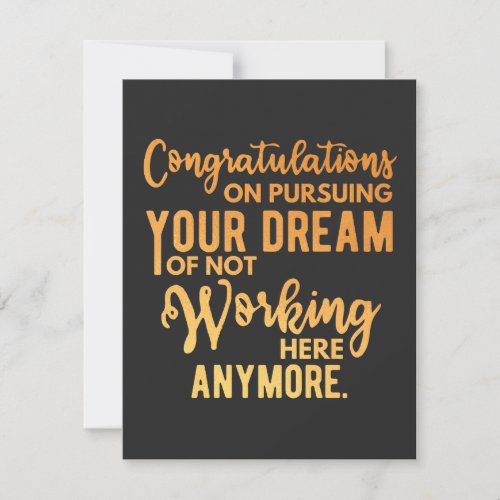 Congratulations on Pursuing Your Dream Thank You Card