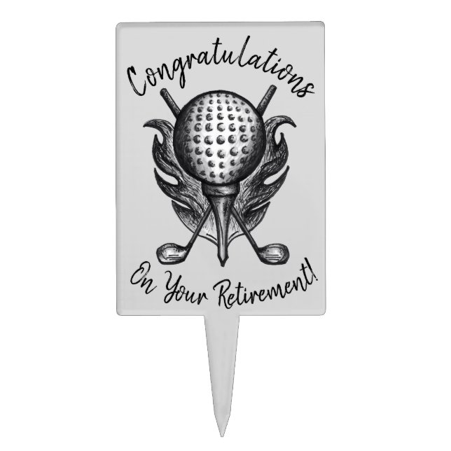Congratulations on Retirement Golf Ball Tee Clubs Cake Topper (Front)