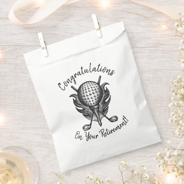 Congratulations on Retirement Golf Ball Tee Clubs Favor Bag (Clipped)