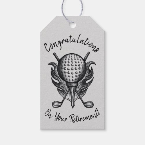 Congratulations on Retirement Golf Ball Tee Clubs Gift Tags