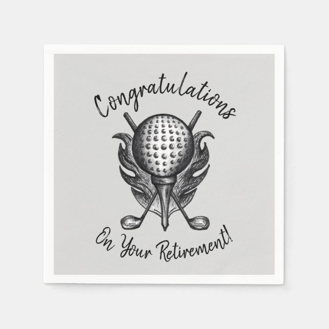 Congratulations on Retirement Golf Ball Tee Clubs Napkins (Front)