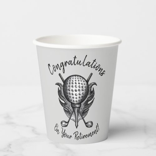 Congratulations on Retirement Golf Ball Tee Clubs Paper Cups