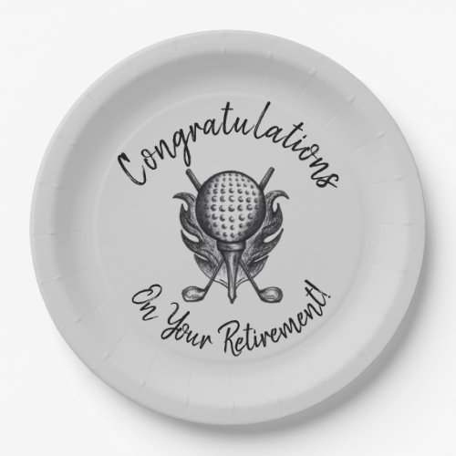 Congratulations on Retirement Golf Ball Tee Clubs Paper Plates