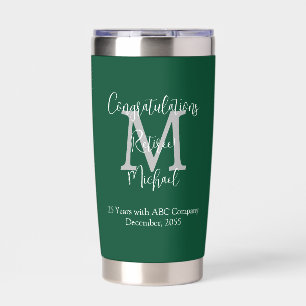 Congratulations on Retirement Monogram Name Green Insulated Tumbler