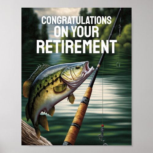 Congratulations on Retirement Party Fishing Theme Poster