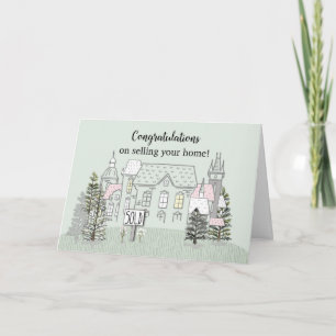 Congratulations on Selling Home Line Drawing Card