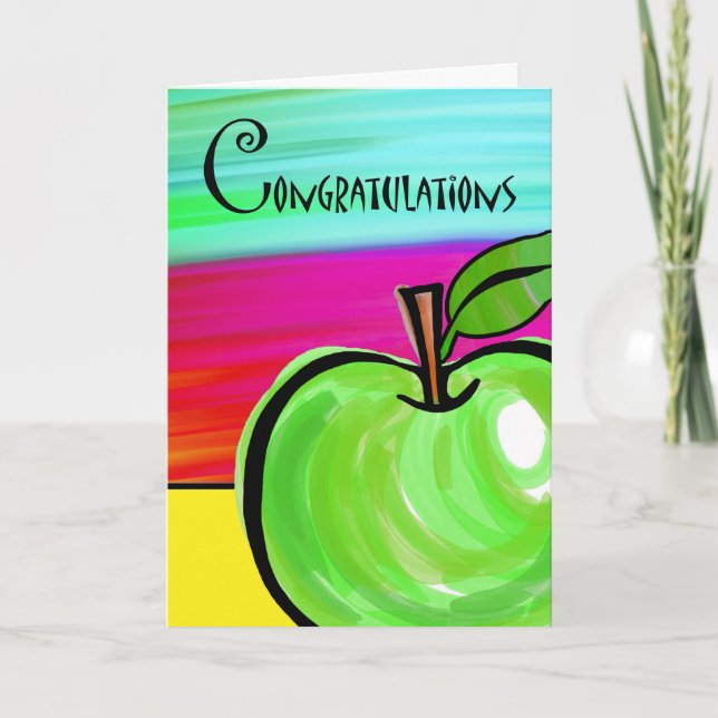 Congratulations on Teacher Retirement, Green Apple Card (Front)