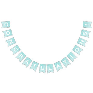 Congratulations! on Teal Watercolor Wash Bunting Flags