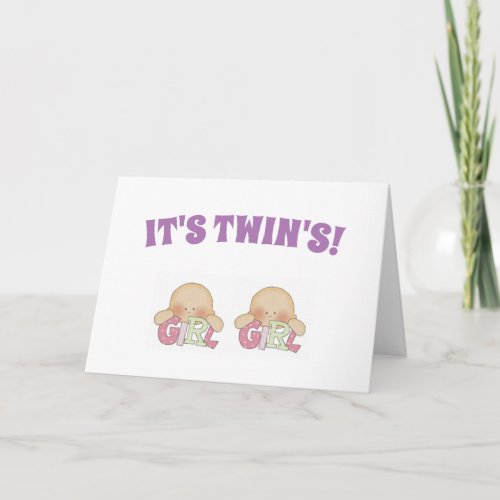 Congratulations on the Birth Card Twins Two Girls