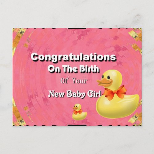 Congratulations On The Birth Of Your New Baby Girl Postcard